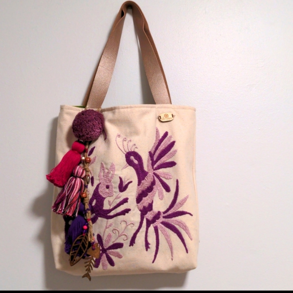 Handmade Authentic Mexican handbag Made in Mexico. Aztec inspired embroidery